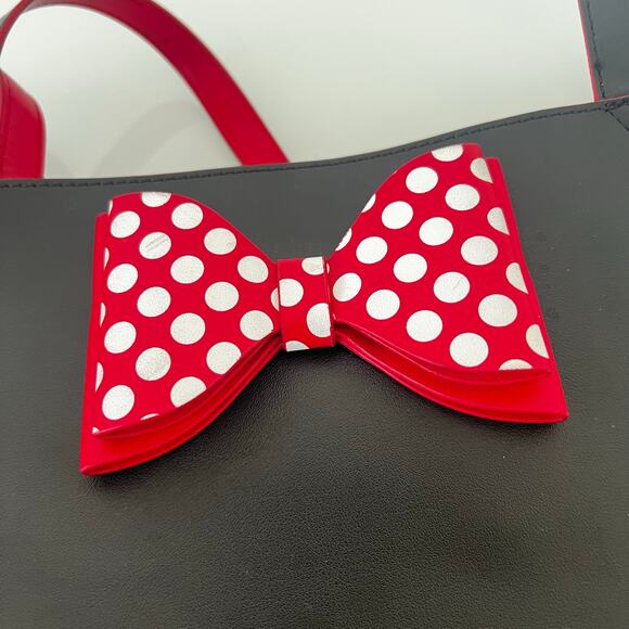 Disney Minnie Mouse Bow Mini Tote Bag Black Red - Picture 9 of 10